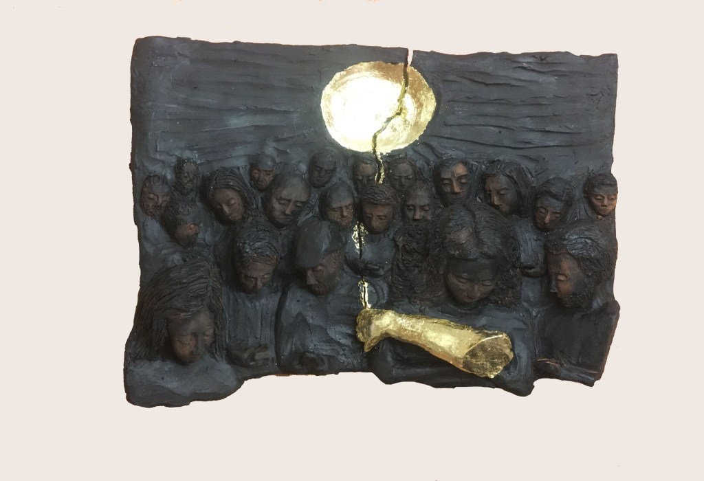 "Len Terapi" pişmiş toprak altın varan 65x 35x15 