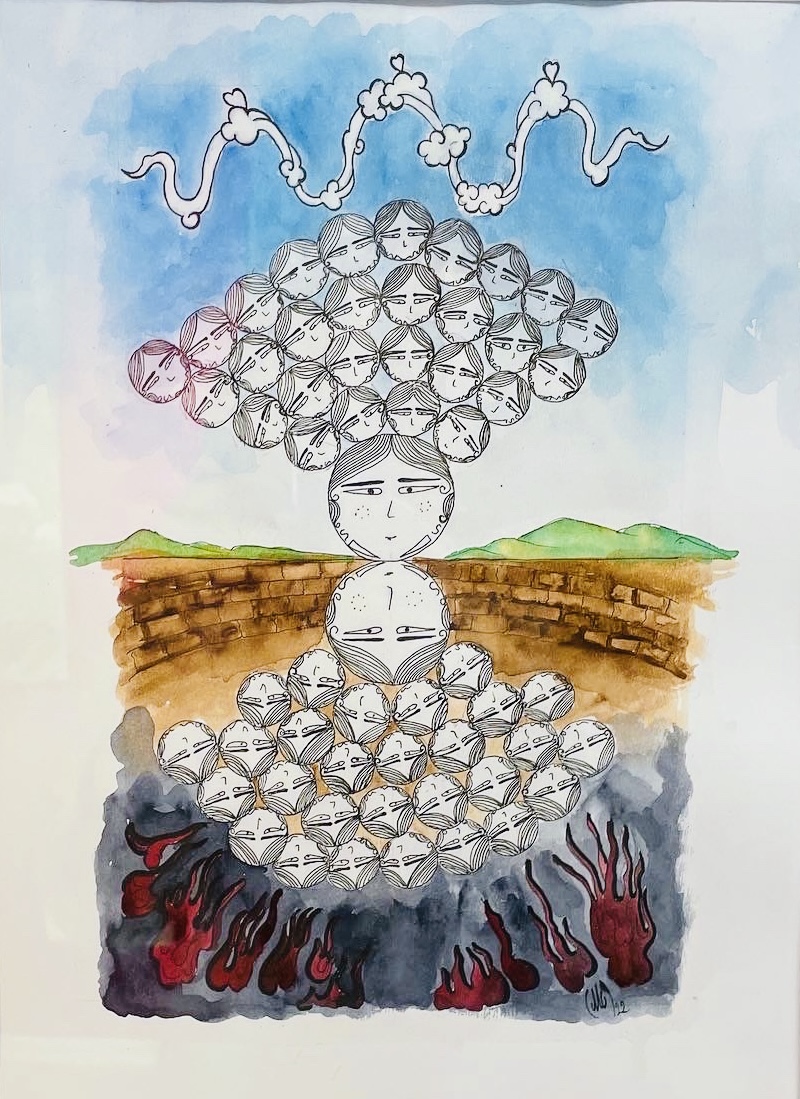 “Karatay kızı” benden başka benler -devam eden çizim 30×40 watercolor ink&nbsp;300gr